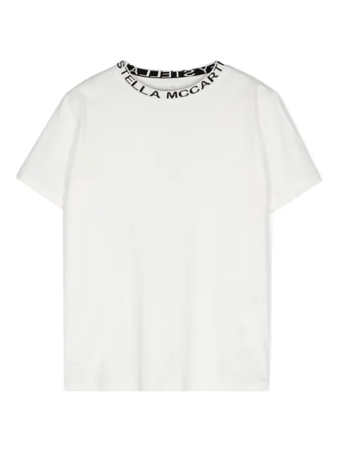 Stella McCartney Kids logo-embroidered collar cotton T-shirt