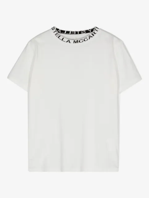 Stella McCartney Kids playera con logo bordado en el cuello