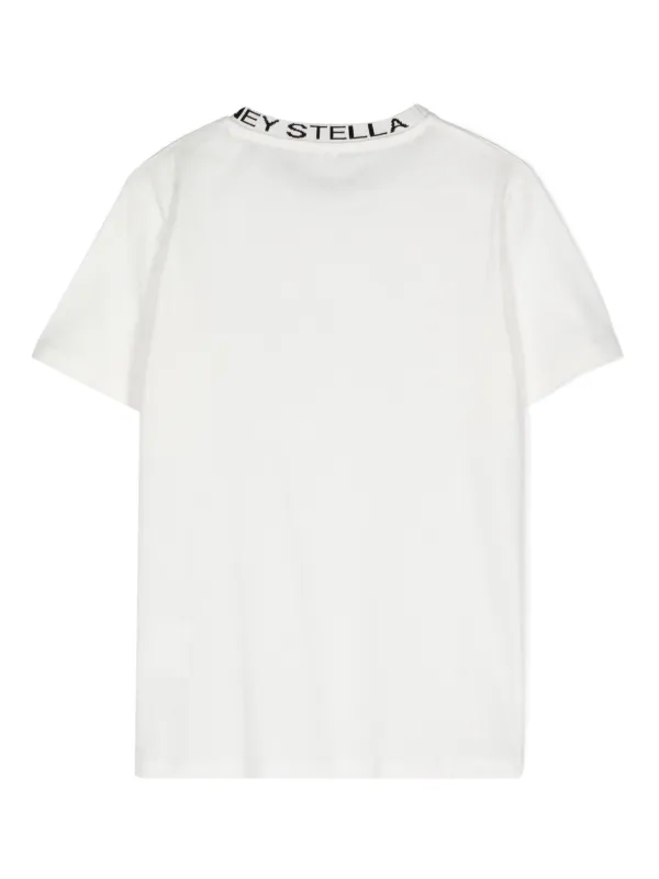Stella McCartney Kids logo embroidered Collar Cotton T shirt White FARFETCH AE