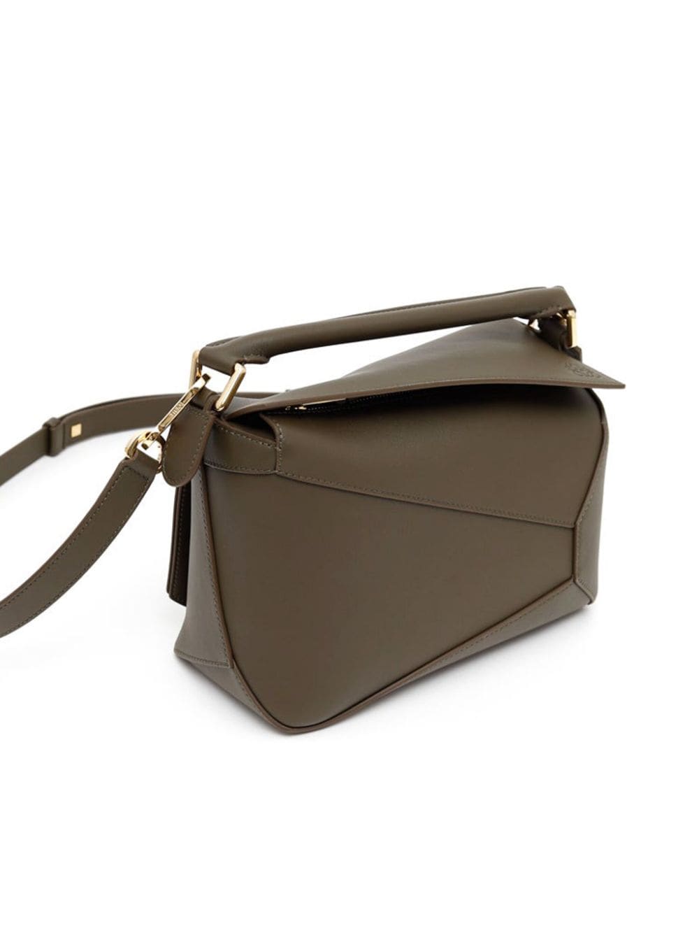 Shop Loewe Small Puzzle Leather Shoulder Bag In Green