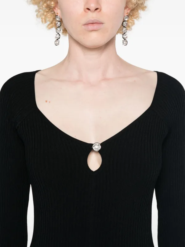 【関税&送料込】Moschino Jeans Knit Dress MOSCHINO JEANS scoop-neck open-knit Dress | Black | FARFETCH