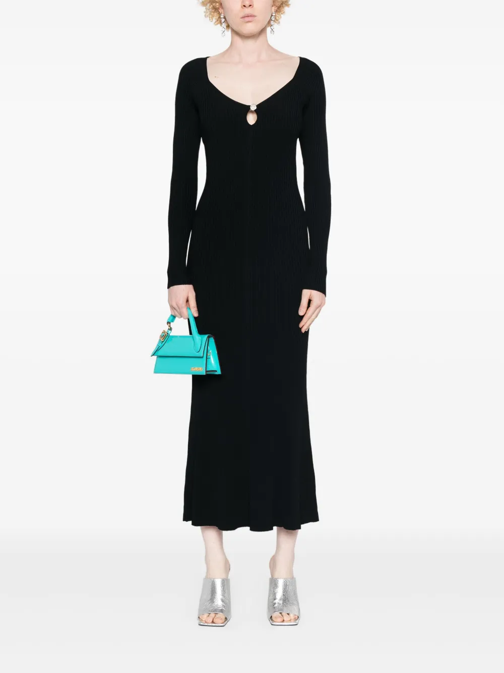 MOSCHINO JEANS ribbed-knit maxi dress - Zwart