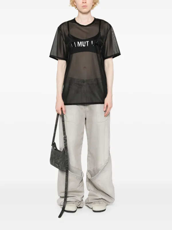 Helmut Lang ロゴ シアーTシャツ | ブラック | FARFETCH JP