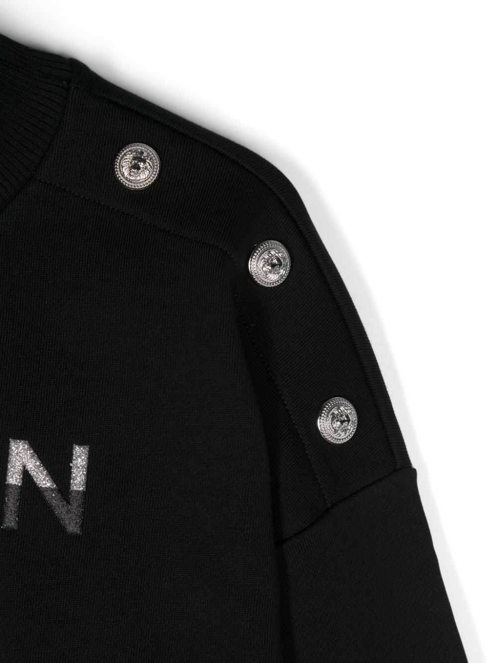 BALMAIN LOGO-EMBOSSED COTTON SWAETSHIRT 