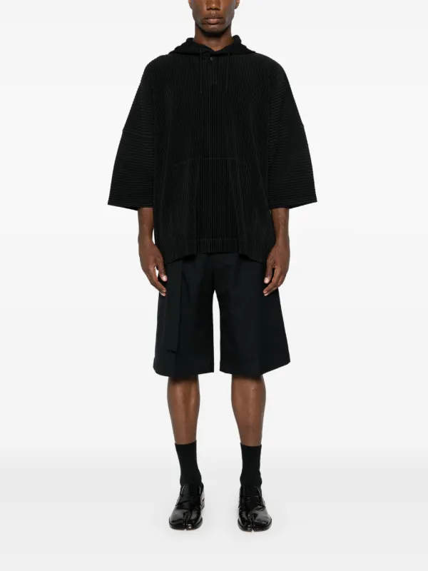 Homme Plissé Issey Miyake Mc June Plissé Hooded T-shirt | Black