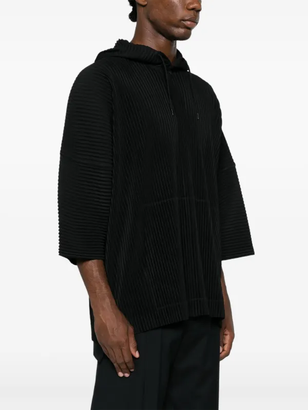 Homme Plissé Issey Miyake Mc June Plissé Hooded T-shirt | Black