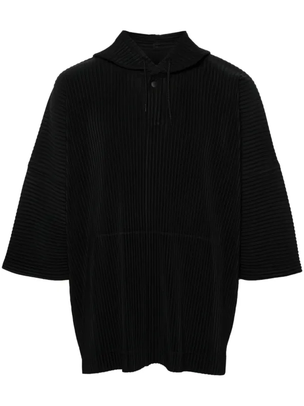 Homme Plissé Issey Miyake Mc June Plissé Hooded T-shirt | Black