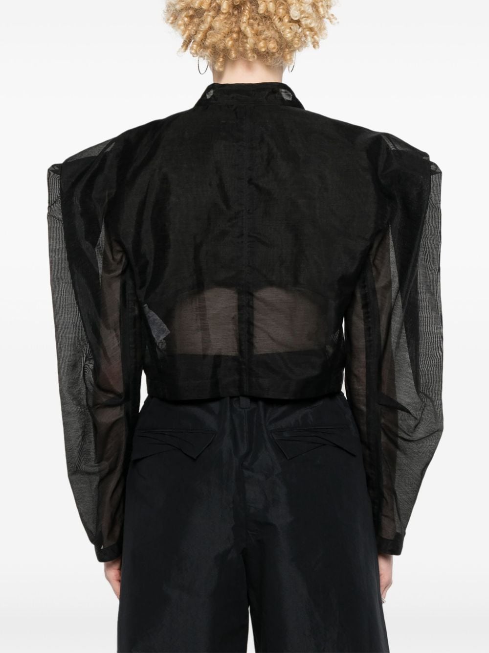 Shop Issey Miyake Double-breasted Cropped Jacket In Black