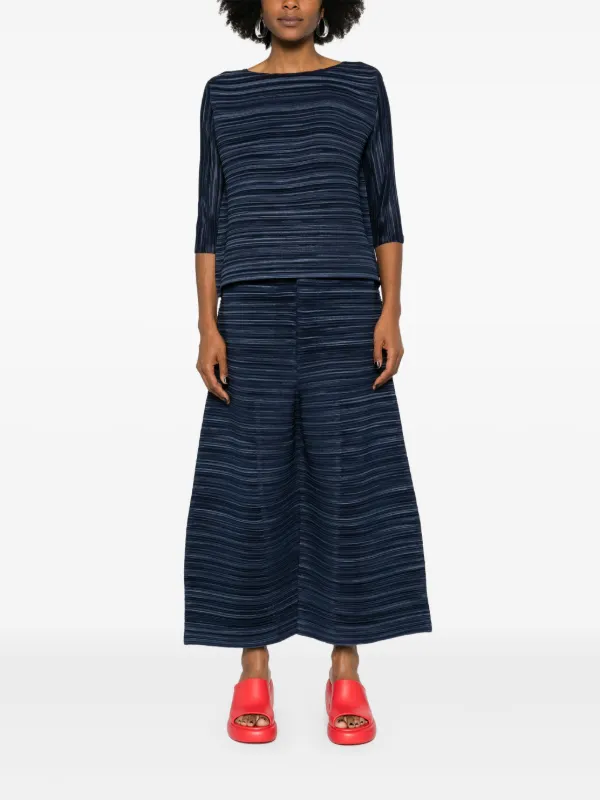 Pleats Please Issey Miyake Sheer Bounce クロップドパンツ | ブルー 