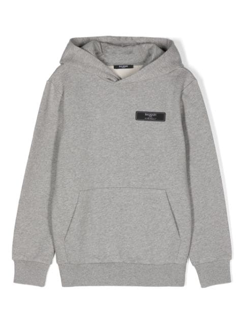 logo-patch cotton hoodie