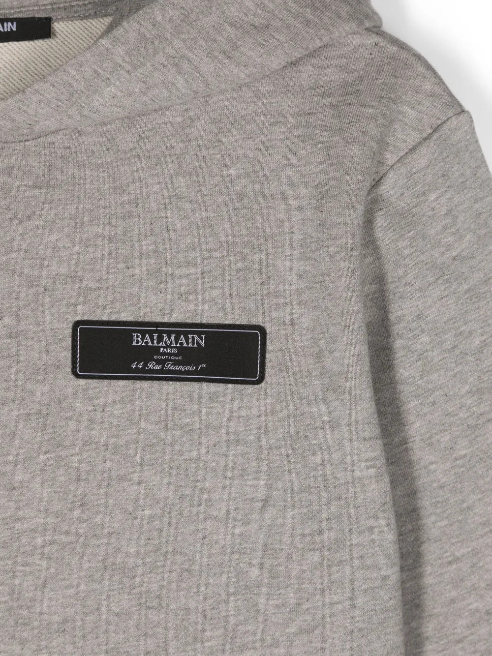 BALMAIN LOGO-PATCH COTTON HOODIE