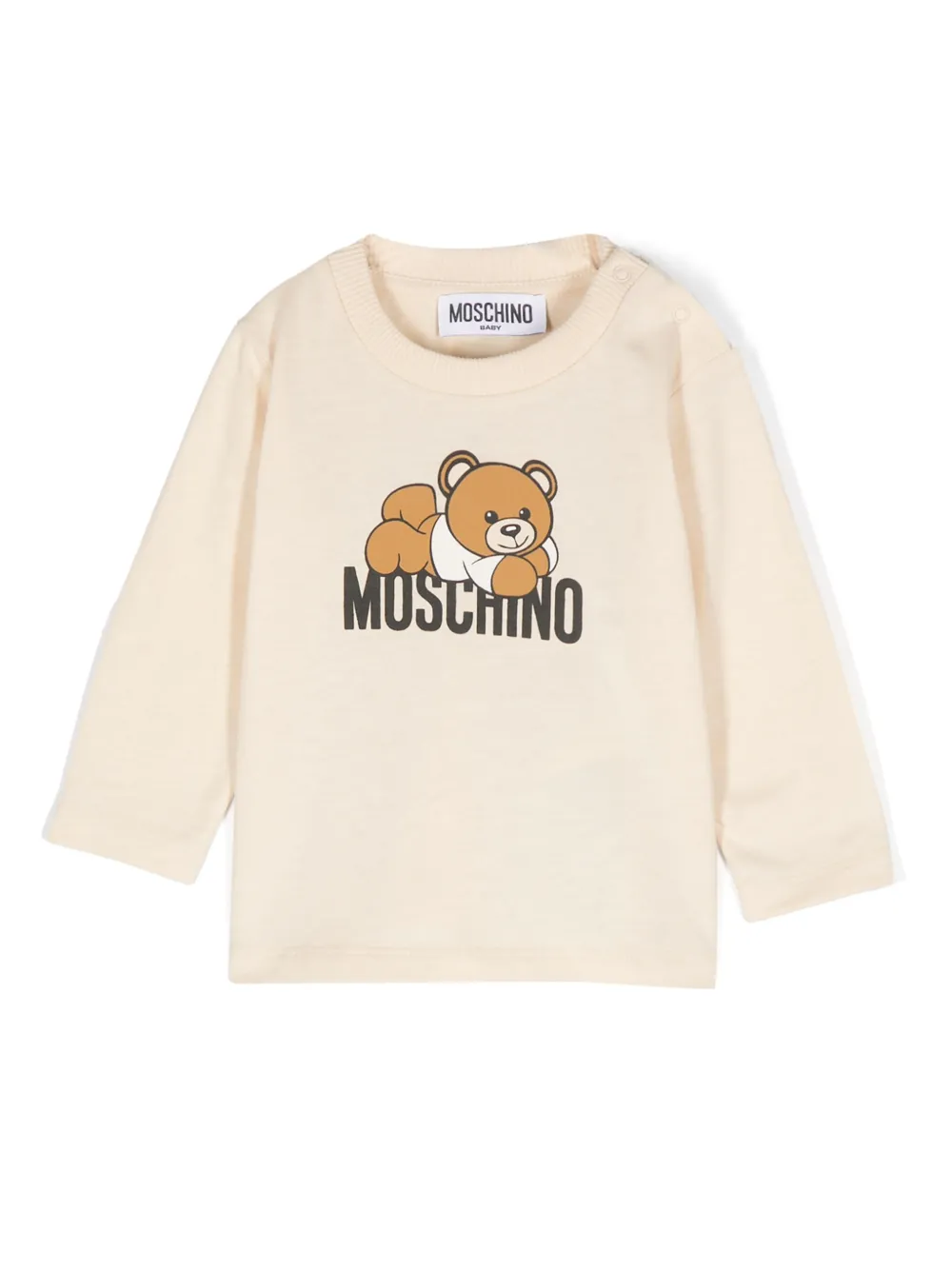 Moschino Babies' Teddy Bear-print Cotton T-shirt In Neutrals