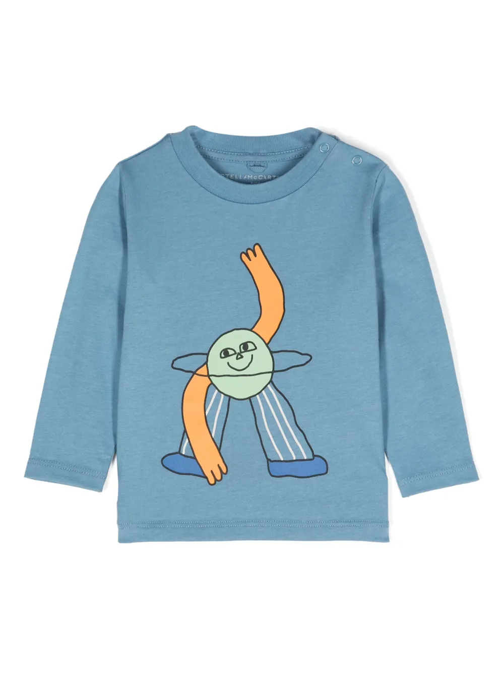 Stella McCartney Kids Katoenen T-shirt met logoprint Blauw