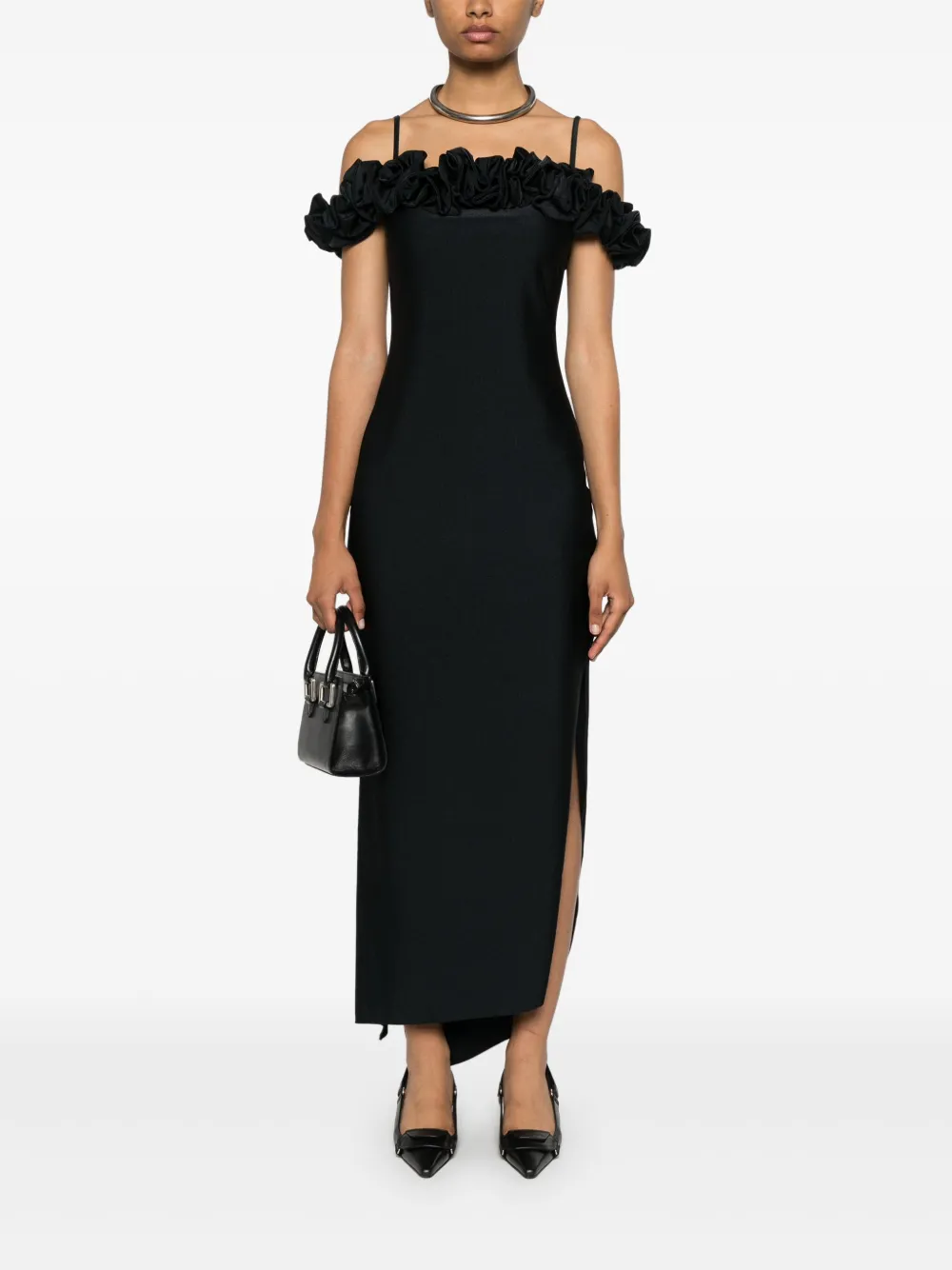 Coperni Maxi-jurk met ruches - Zwart