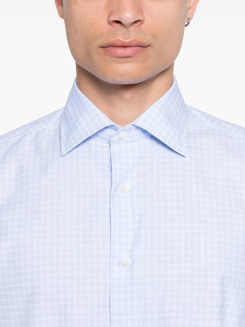 Canali Geruit overhemd Blauw