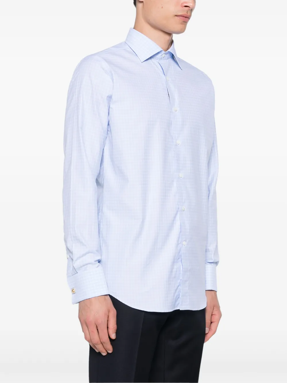 Canali Geruit overhemd Blauw