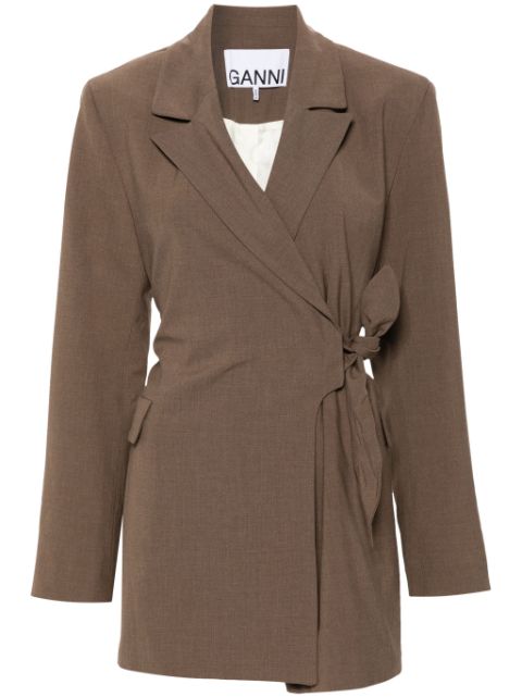 GANNI knot-belt wrap blazer Women