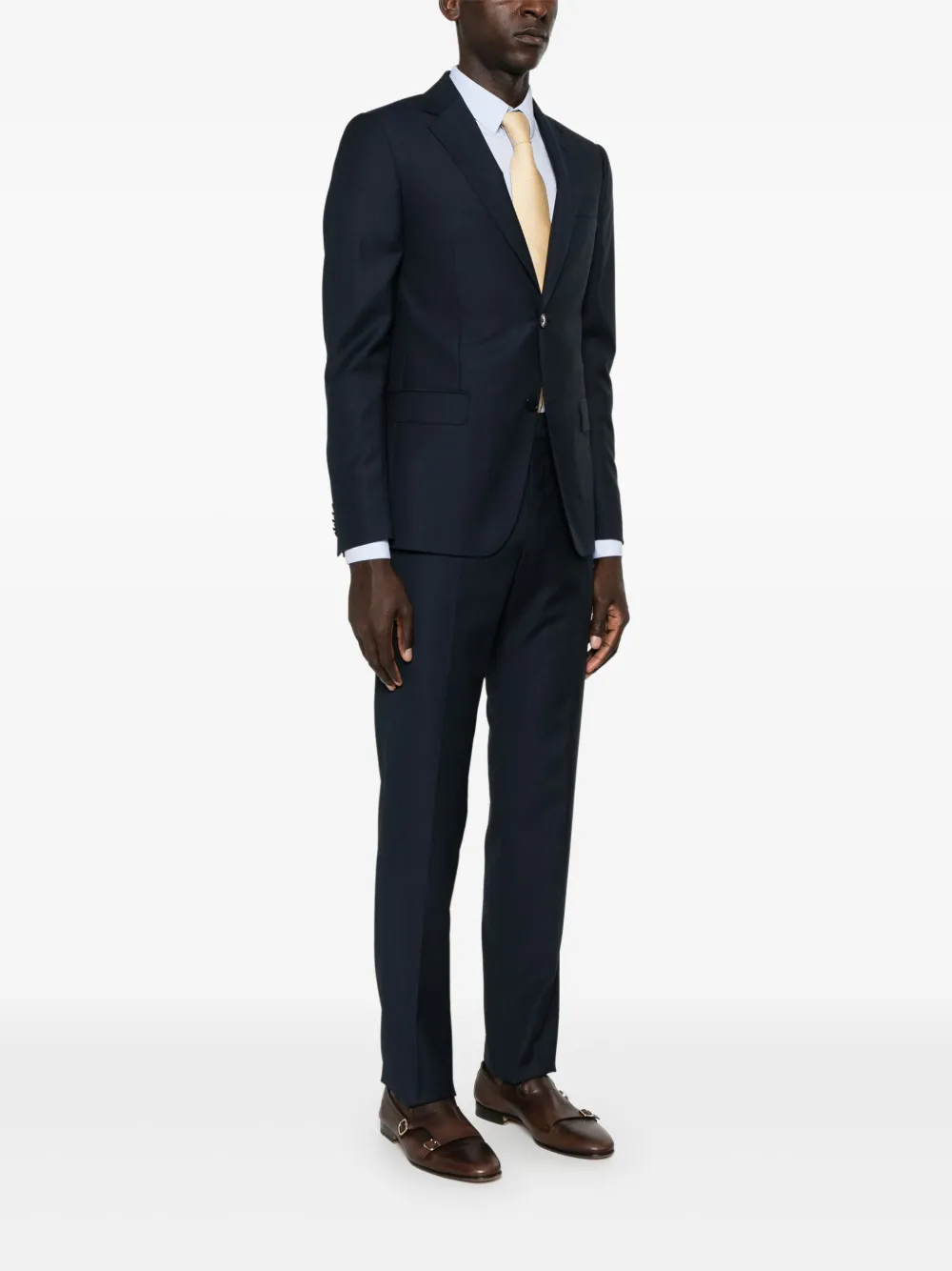 Zegna Wollen pak met enkele rij knopen Blauw