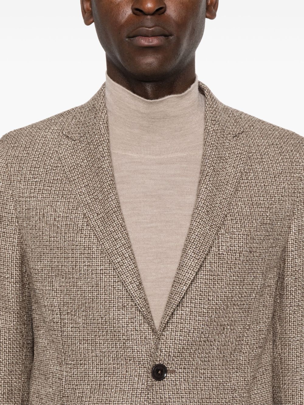 Shop Zegna Single-breasted Blazer In Neutrals