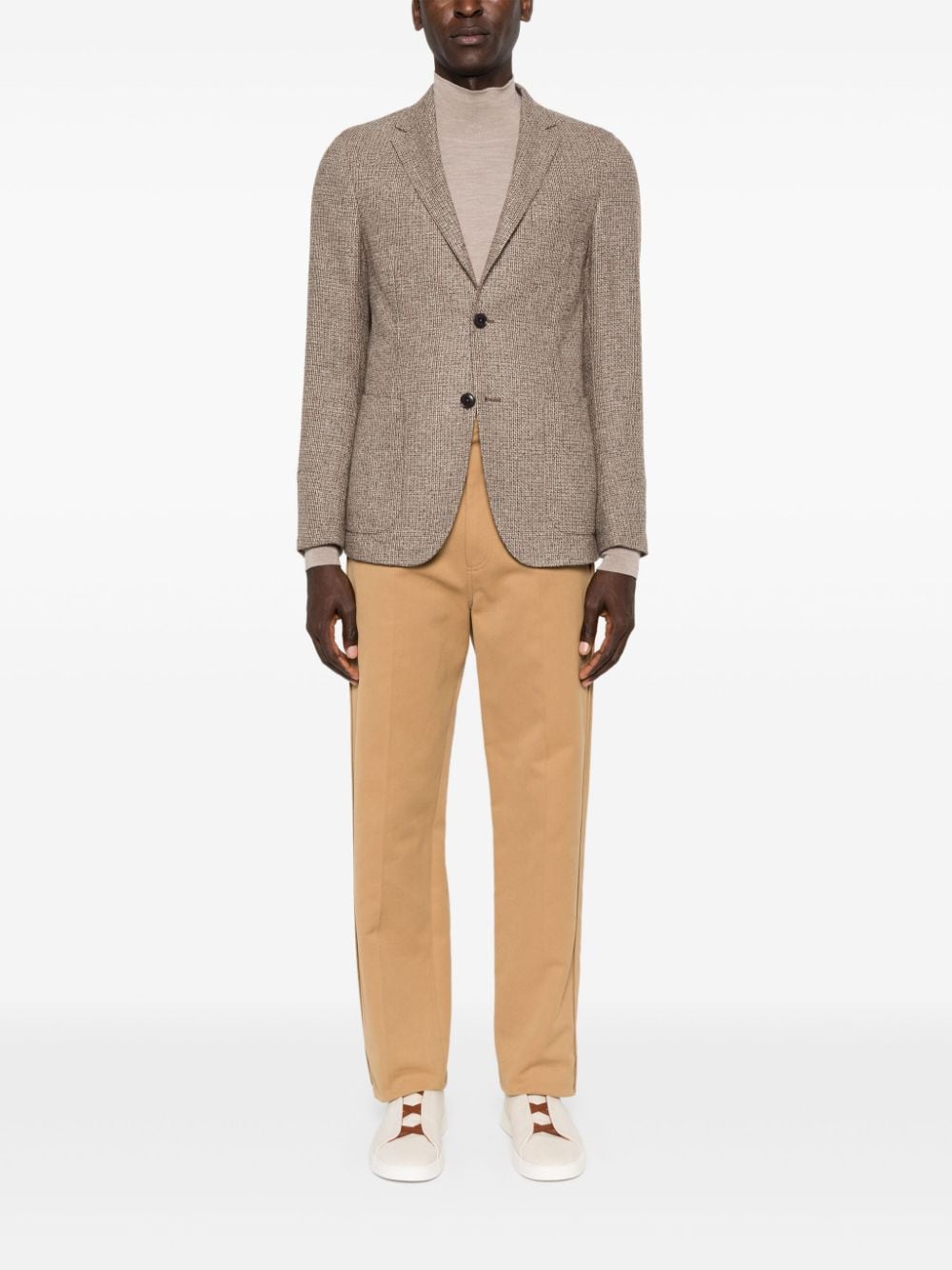 Shop Zegna Single-breasted Blazer In Neutrals