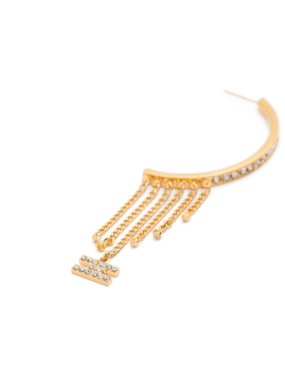 Shop Elisabetta Franchi Crystal-embellished Half Hoop Earrings In Gold