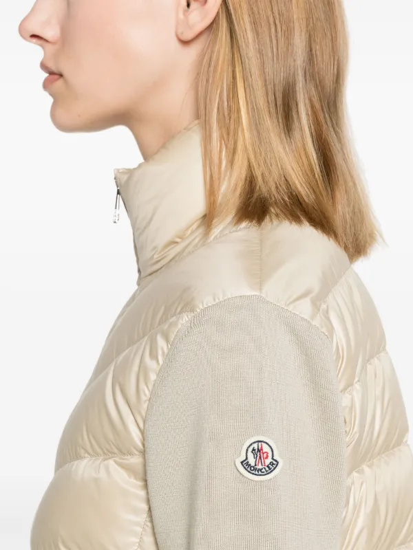 Moncler knitted sleeve Puffer Jacket Neutrals FARFETCH HK