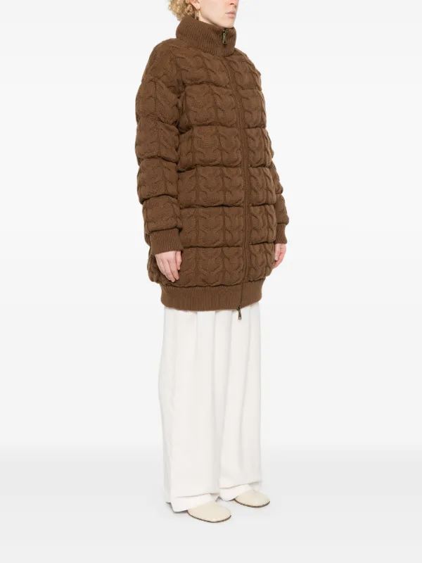 Doudoune Max Mara Beige Argenté Taille 44 - Occasion Très Bon état - Style Matelassé Femme