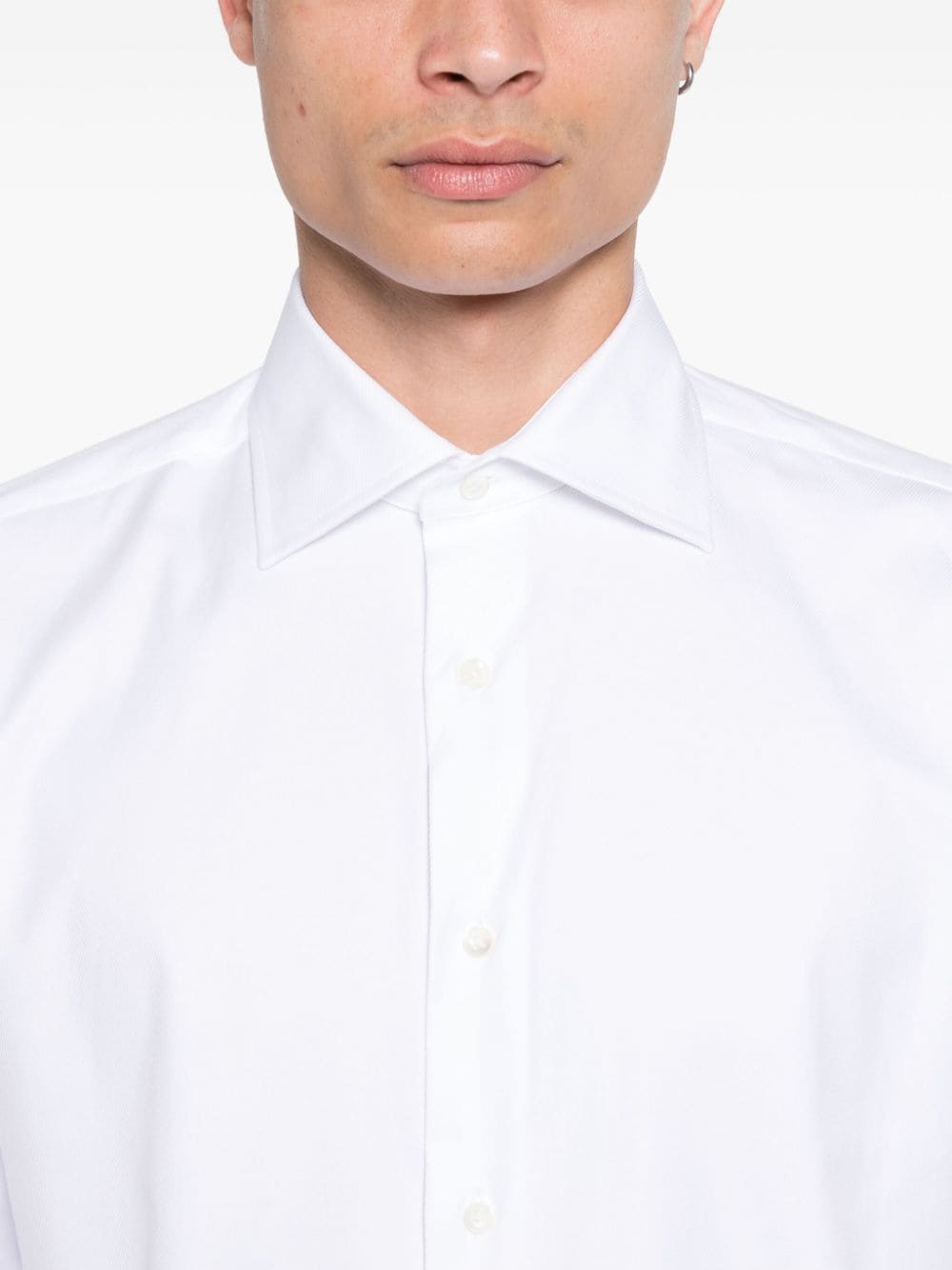 Shop Canali Twill Shirt In White