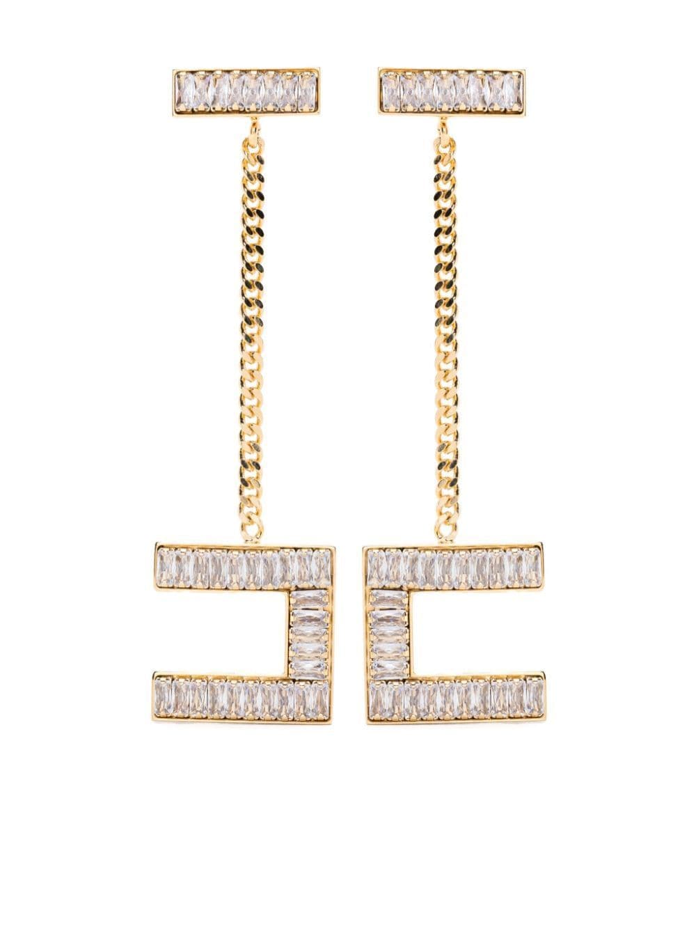 Elisabetta Franchi Crystal-embellished Dangle Earrings In Gold