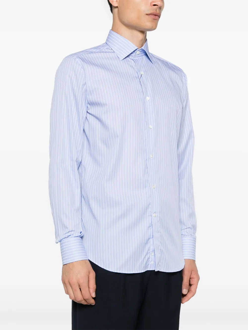  Canali Pinstriped Shirt - Blue 