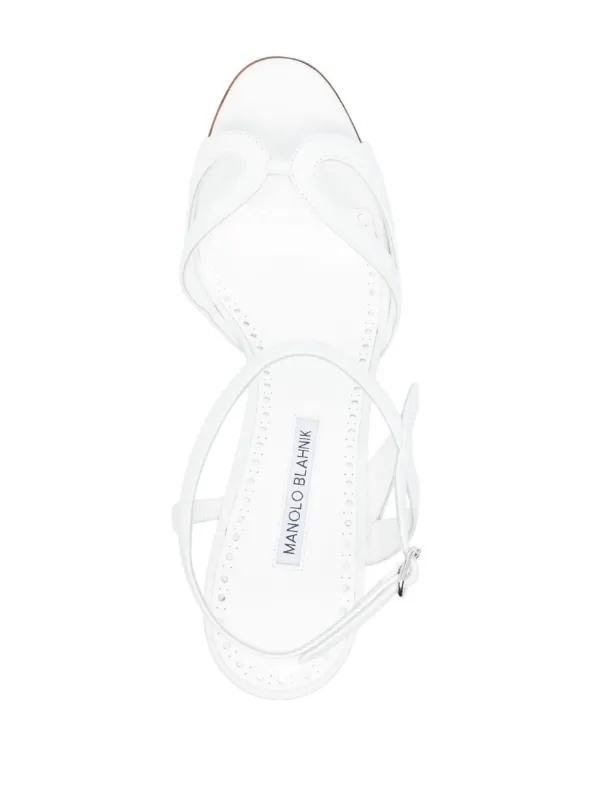 Manolo Blahnik 100mm Elfajrsan Sandals | White | FARFETCH JO