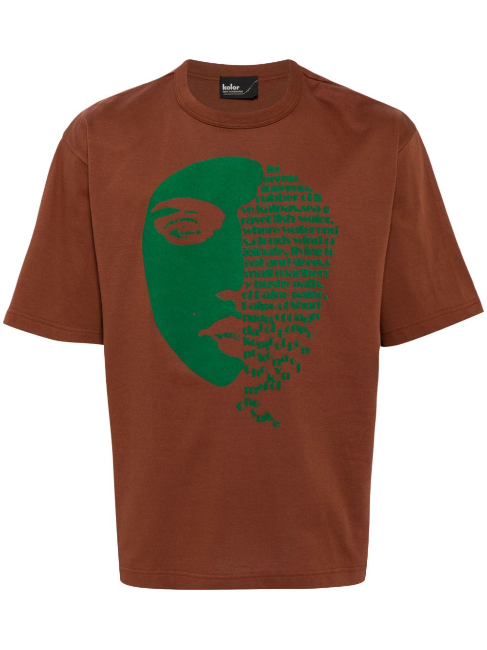 Kolor Face-print Cotton T-shirt In Brown