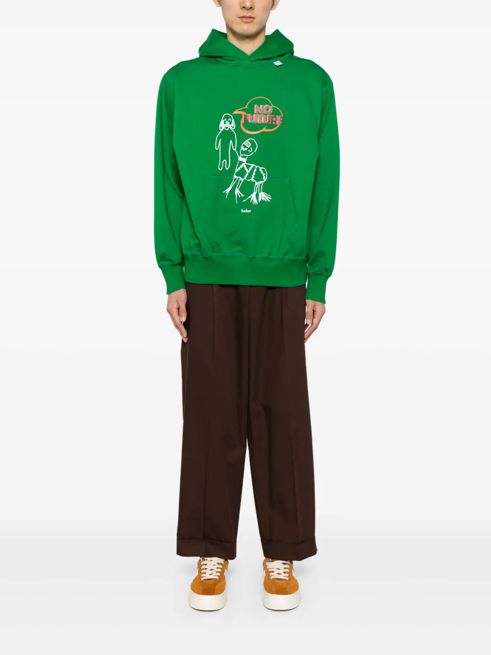 Kolor Hoodie met print - Groen