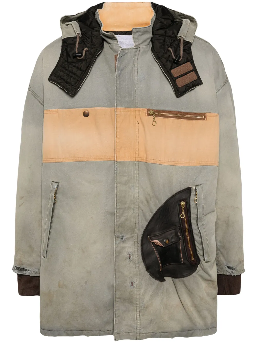 Kolor パッチワーク フーデッド ジャケット | グレー | FARFETCH JP