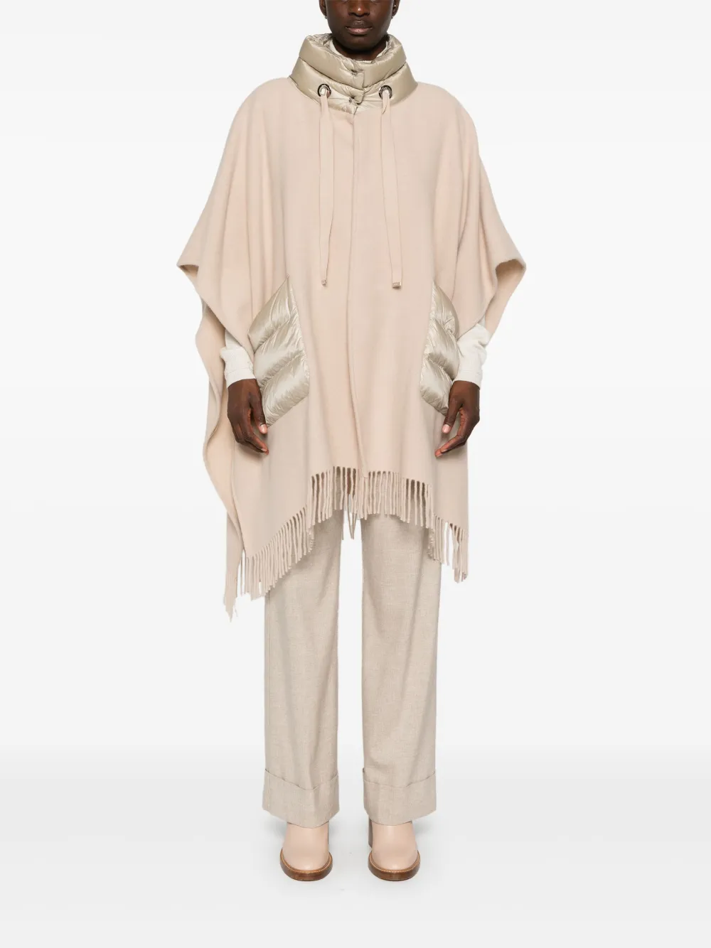 Herno Cape met franje - Beige