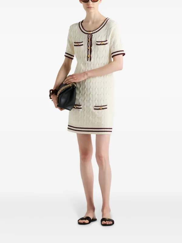 Prada ラウンドネック ニットミニドレス | ホワイト | FARFETCH JP