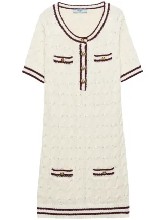 Prada ラウンドネック ニットミニドレス | ホワイト | FARFETCH JP