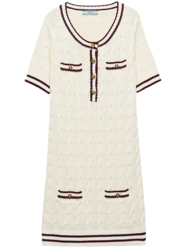 Prada ラウンドネック ニットミニドレス | ホワイト | FARFETCH JP