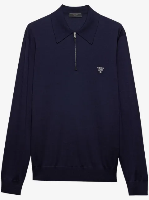 Prada long-sleeve wool polo shirt