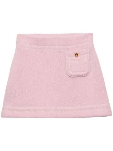 Prada falda corta de cachemira con logo triangular