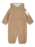 Moncler Enfant teddy-bear fleece logo patch onesie - Neutrals