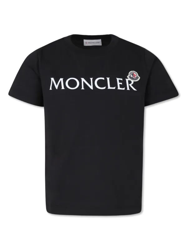 MONCLER ブラック Tシャツ(キッズ) Moncler Enfant Logo Print Cotton T-shirt | Black | FARFETCH