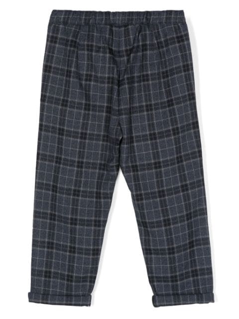 checked tapered-leg trousers