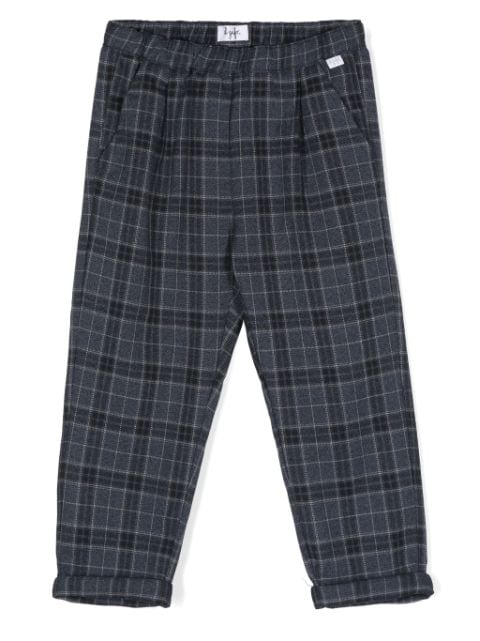 checked tapered-leg trousers