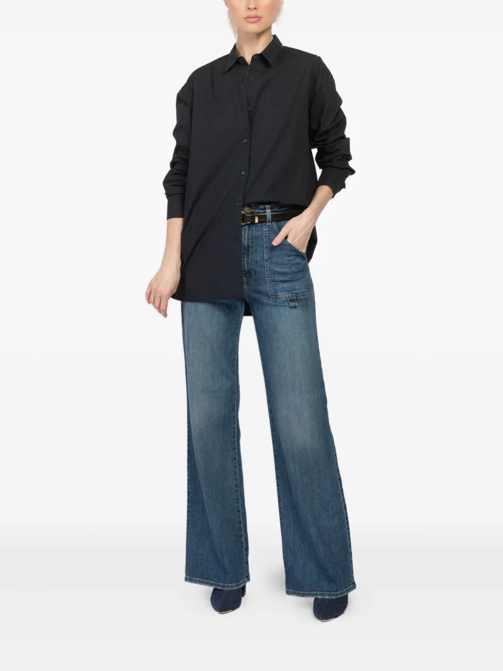 Nili Lotan Yorke button-up blouse met lange mouwen - Zwart