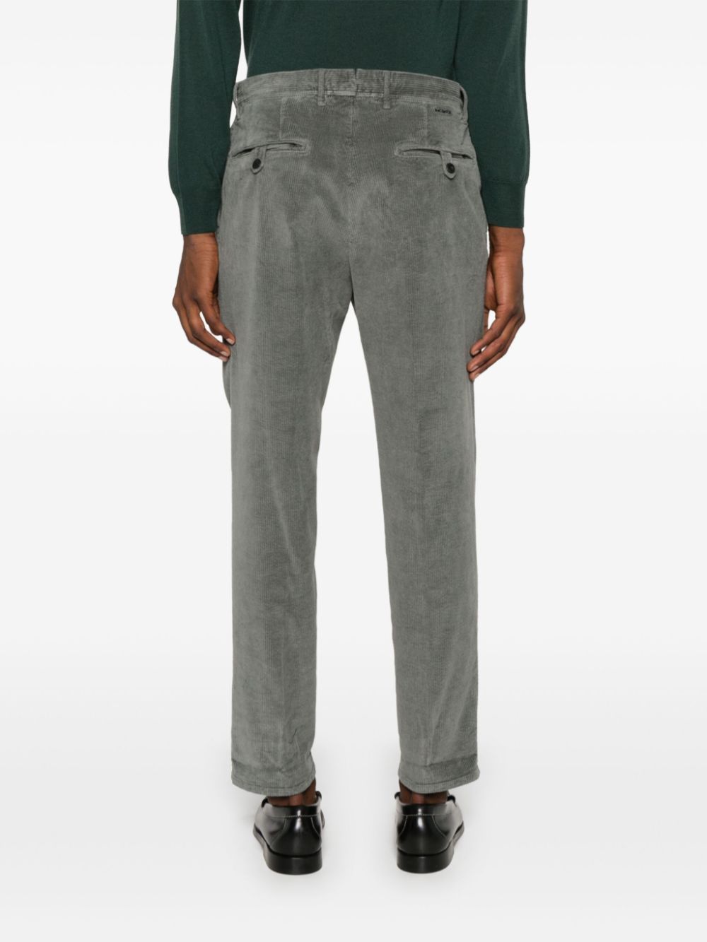 Shop Incotex Corduroy Tapered-leg Trousers In Green