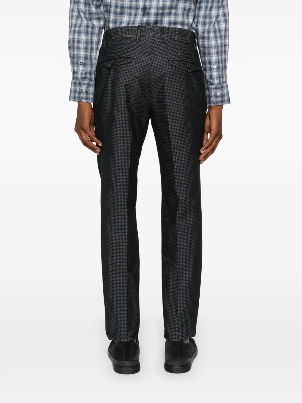 Incotex Broek met visgraat patroon en toelopende pijpen Grijs