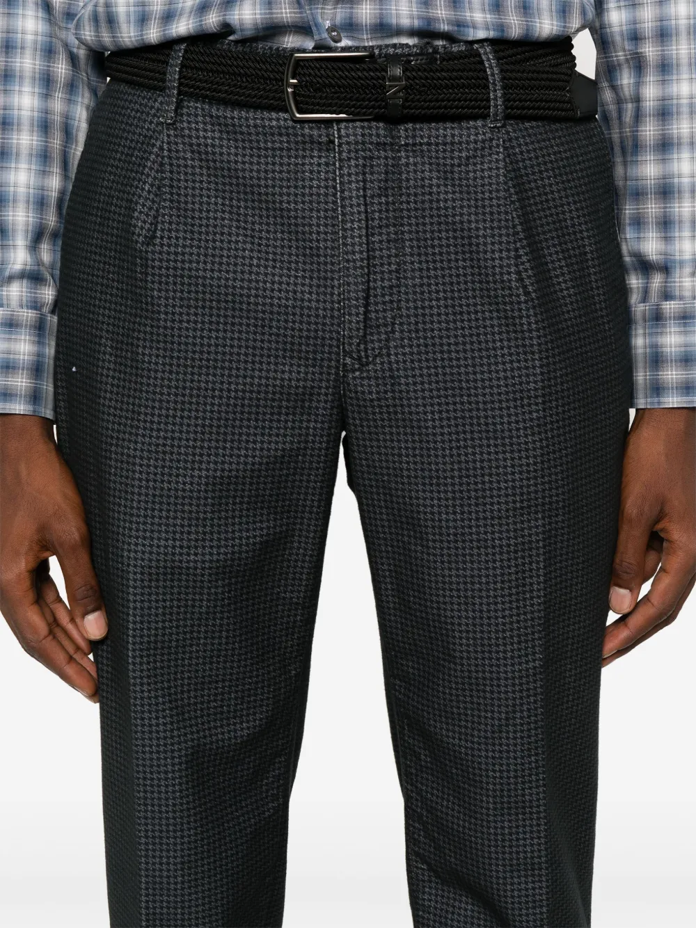 Incotex Broek met visgraat patroon en toelopende pijpen Grijs