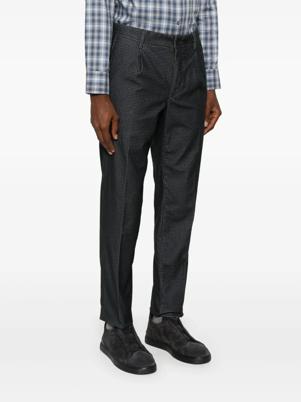 Incotex Broek met visgraat patroon en toelopende pijpen Grijs