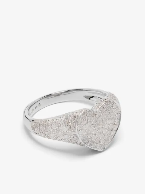 Yvonne Léon 9kt white gold Chevalière diamond ring
